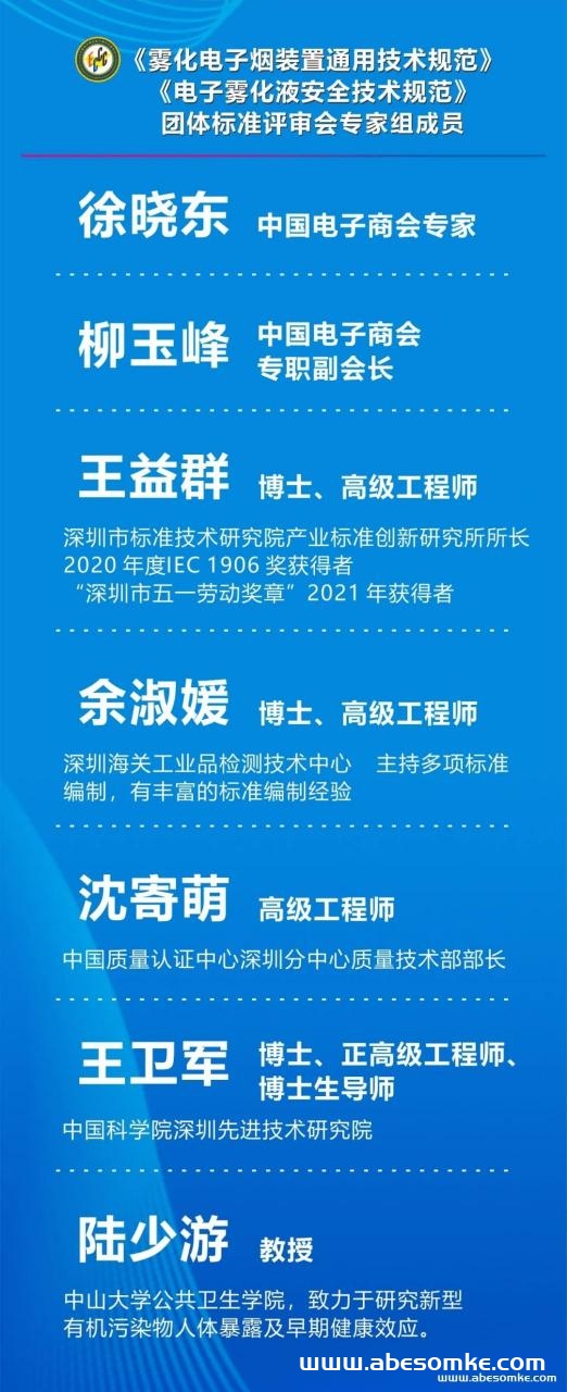 《雾化电子烟装置通用技术规范》、《电子雾化液安全技术规范》团体标准顺利通过评审