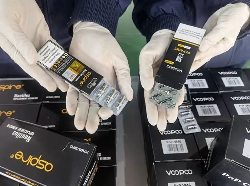 深圳蛇口海关查获4.7万个电子烟雾化器，涉嫌侵犯“ASPIRE”、“VOOPOO” 知识产权