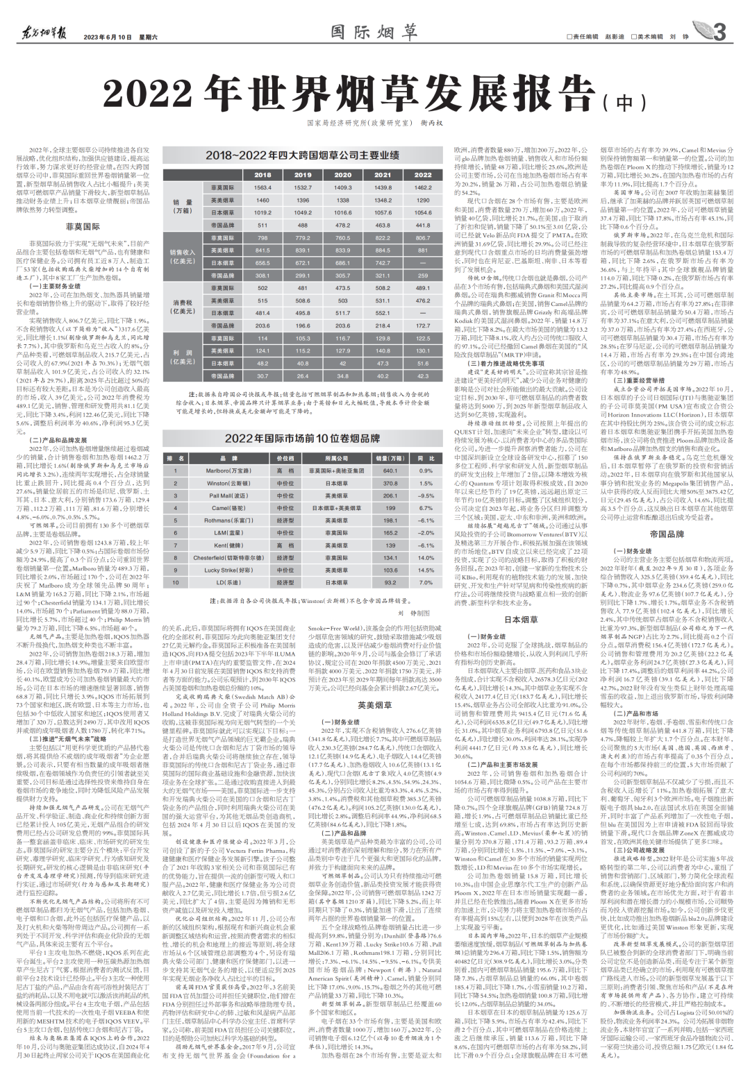 2022年世界烟草发展报告（中）