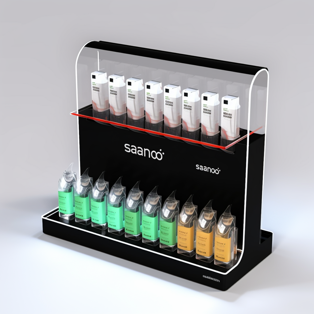 How does the e-cigarette industry use display racks to build brand image?