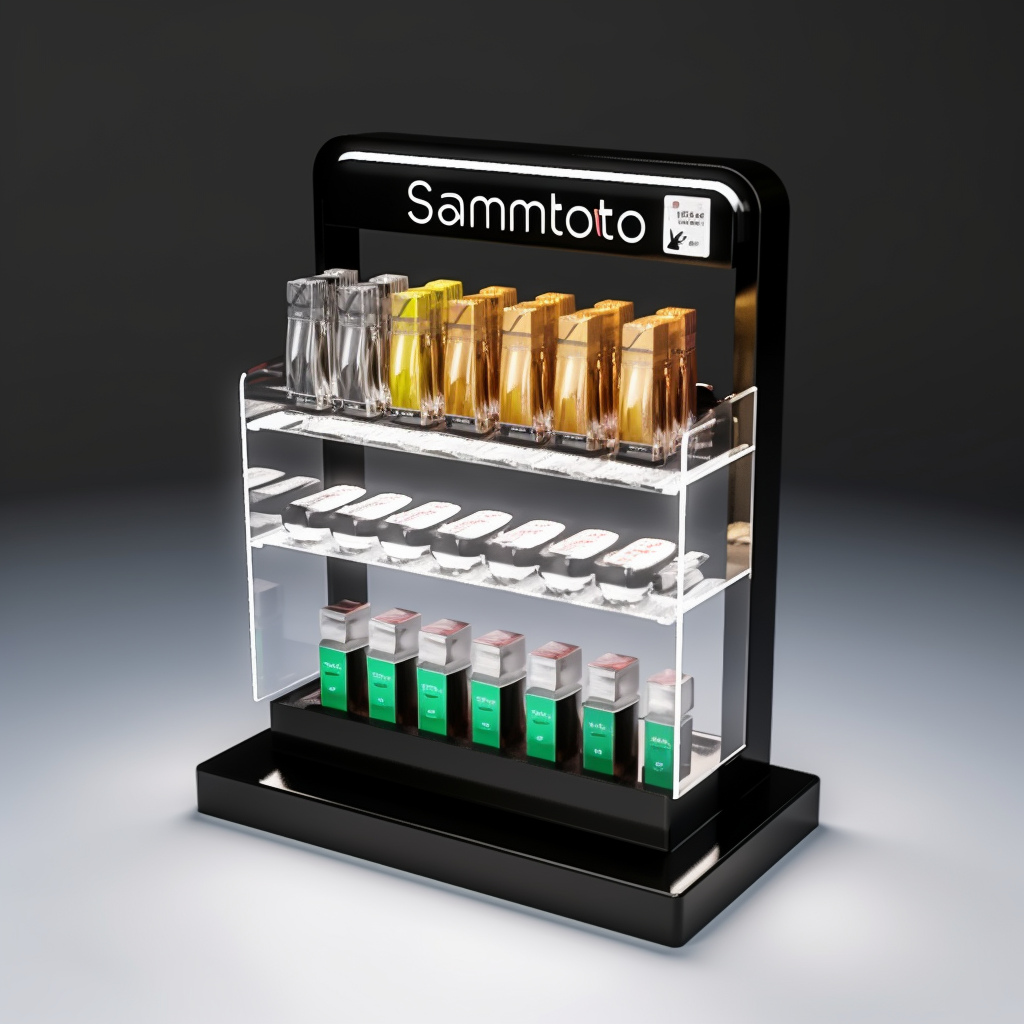 How does the e-cigarette industry use display racks to build brand image?