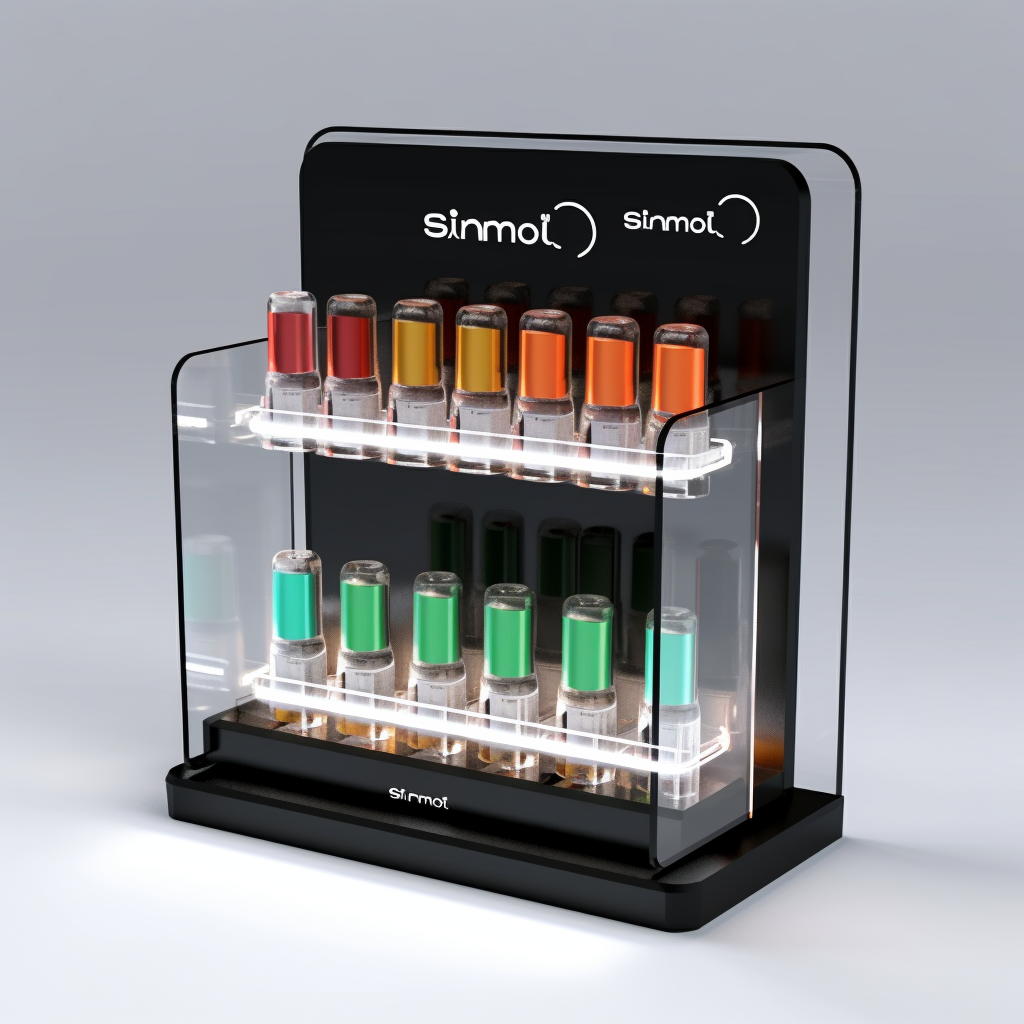 How does the e-cigarette industry use display racks to build brand image?