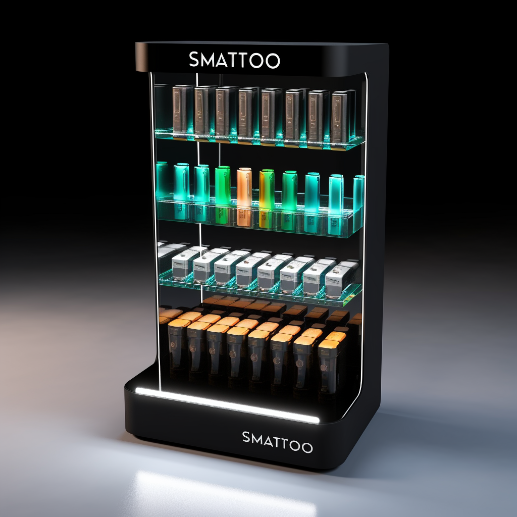 How does the e-cigarette industry use display racks to build brand image?