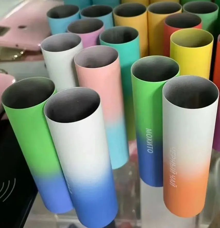 Tips on the electronic cigarette spraying gradient color process